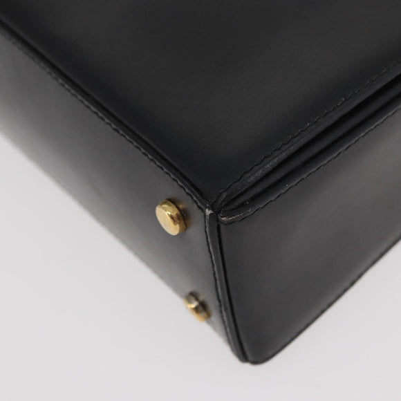CELINE Hand Bag Leather Black Gold Auth ARZ905