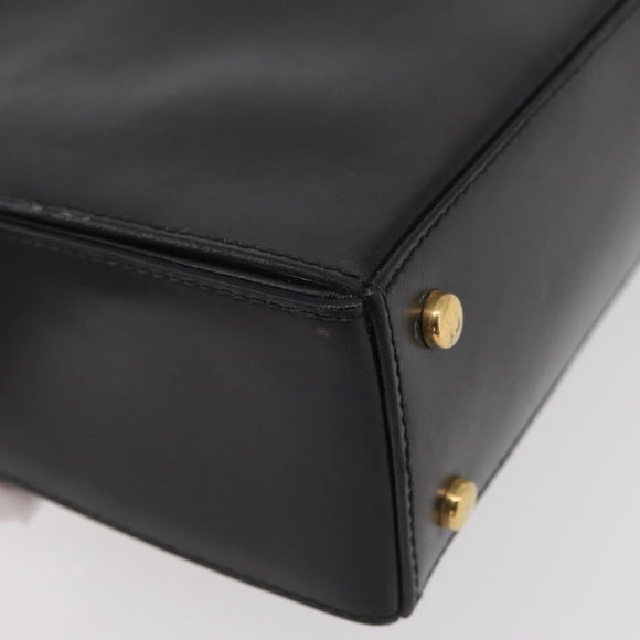 CELINE Hand Bag Leather Black Gold Auth ARZ905