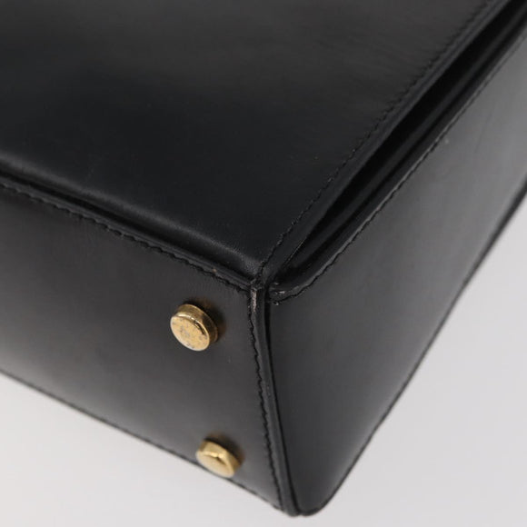 CELINE Hand Bag Leather Black Gold Auth ARZ905