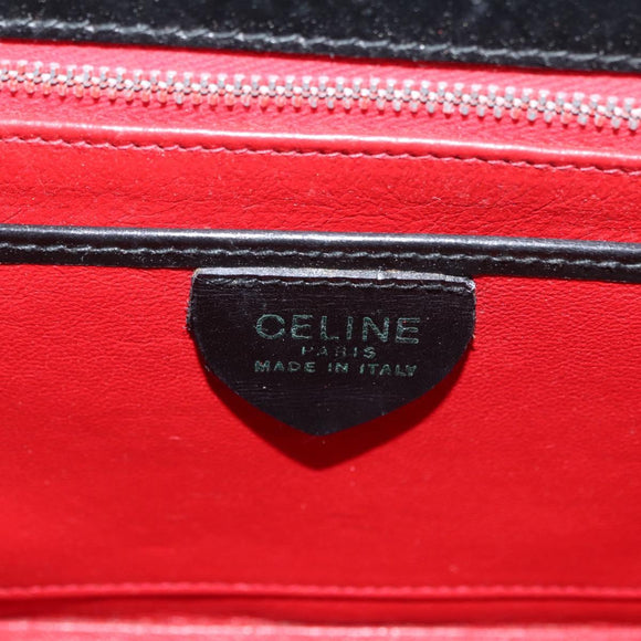 CELINE Hand Bag Leather Black Gold Auth ARZ905