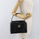 CELINE Hand Bag Leather Black Gold Auth ARZ905-25
