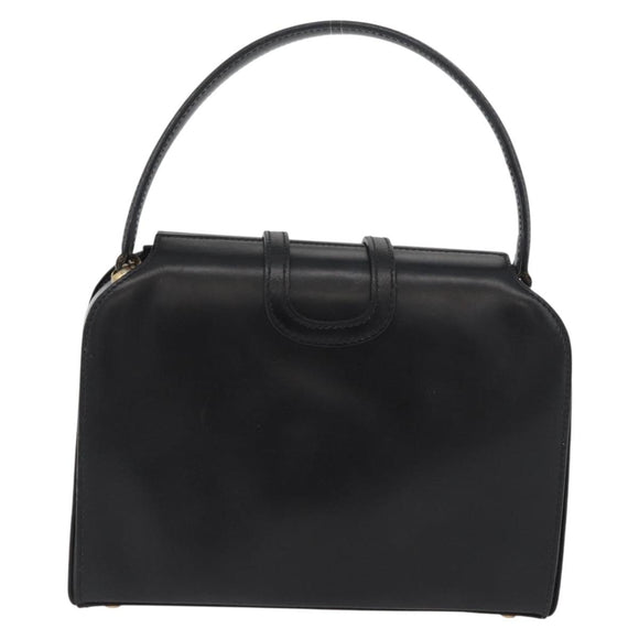 CELINE Hand Bag Leather Black Gold Auth ARZ905