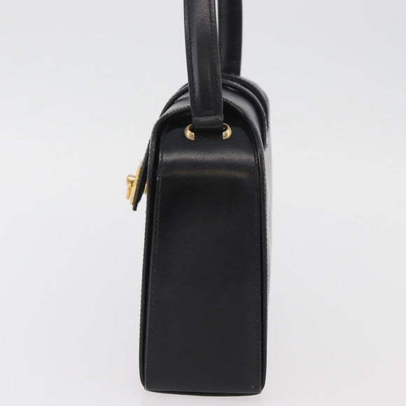 CELINE Hand Bag Leather Black Gold Auth ARZ905