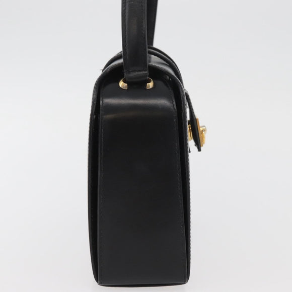 CELINE Hand Bag Leather Black Gold Auth ARZ905