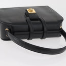 CELINE Hand Bag Leather Black Gold Auth ARZ905-6