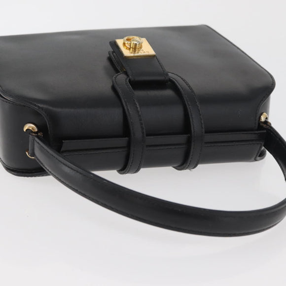 CELINE Hand Bag Leather Black Gold Auth ARZ905