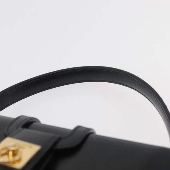 CELINE Hand Bag Leather Black Gold Auth ARZ905