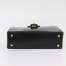 CELINE Hand Bag Leather Black Gold Auth ARZ905-5