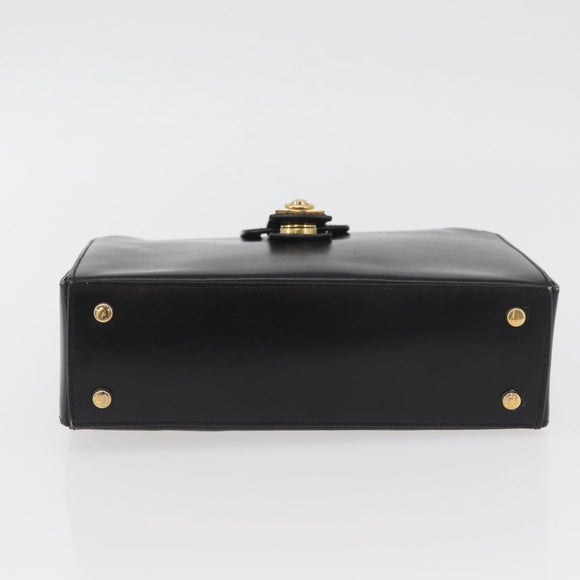 CELINE Hand Bag Leather Black Gold Auth ARZ905