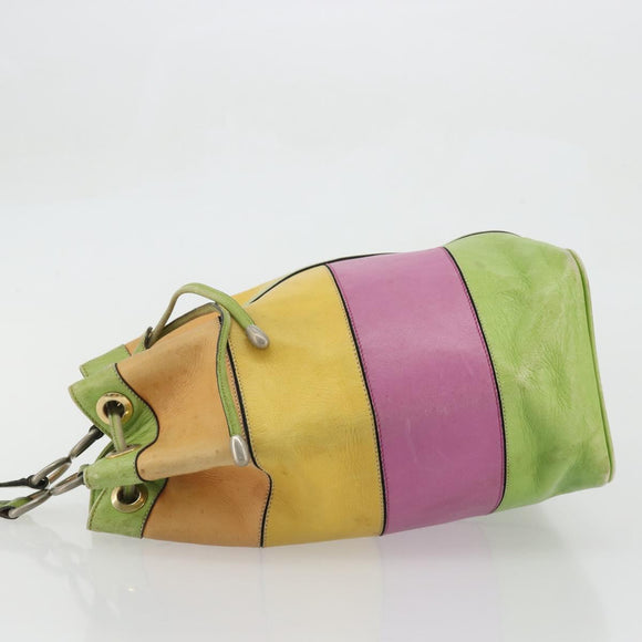 CELINE Shoulder Bag Leather Multicolor Silver Auth ARZ906