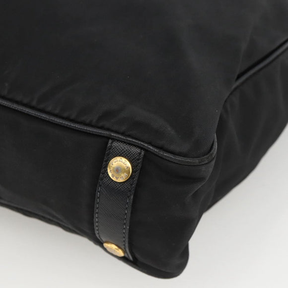 PRADA Hand Bag Nylon Black Gold Auth ARZ907