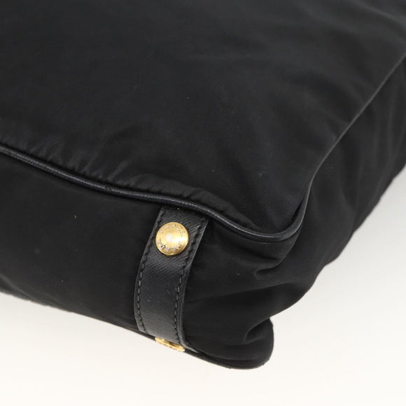 PRADA Hand Bag Nylon Black Gold Auth ARZ907