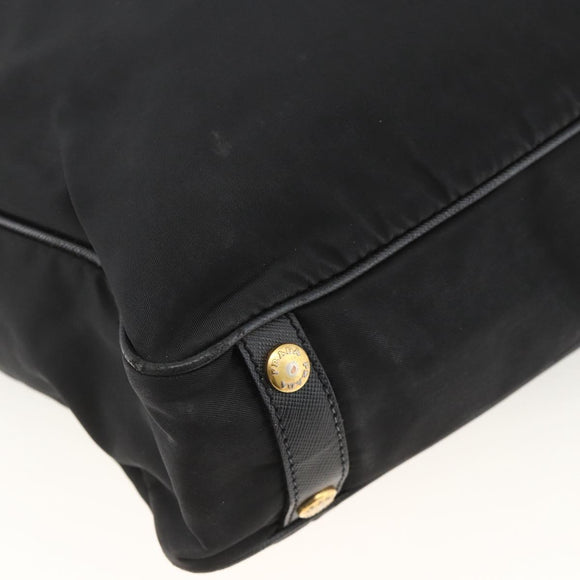 PRADA Hand Bag Nylon Black Gold Auth ARZ907