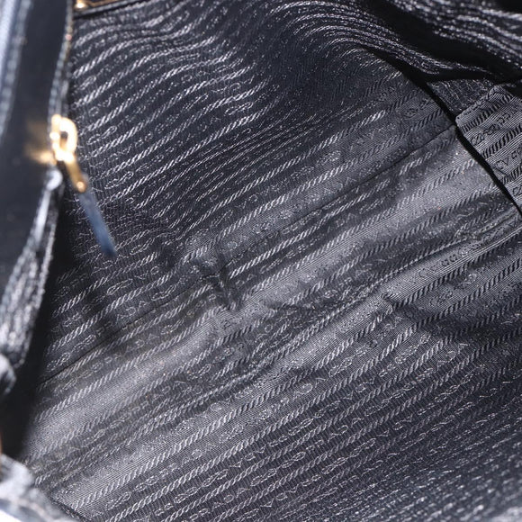 PRADA Hand Bag Nylon Black Gold Auth ARZ907