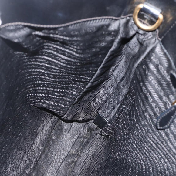 PRADA Hand Bag Nylon Black Gold Auth ARZ907