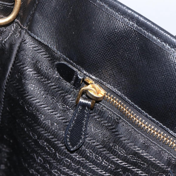 PRADA Hand Bag Nylon Black Gold Auth ARZ907