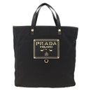 PRADA Hand Bag Nylon Black Gold Auth ARZ907-13