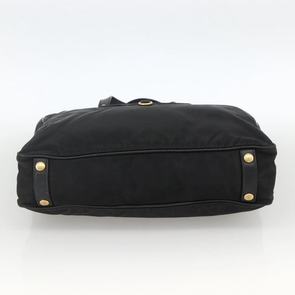 PRADA Hand Bag Nylon Black Gold Auth ARZ907
