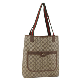 GUCCI GG Supreme Web Sherry Line Tote Bag PVC Beige Red 89 02 003 Auth ARZ909