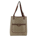 GUCCI GG Supreme Web Sherry Line Tote Bag PVC Beige Red 89 02 003 Auth ARZ909-13