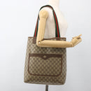 GUCCI GG Supreme Web Sherry Line Tote Bag PVC Beige Red 89 02 003 Auth ARZ909-22