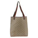 GUCCI GG Supreme Web Sherry Line Tote Bag PVC Beige Red 89 02 003 Auth ARZ909-2