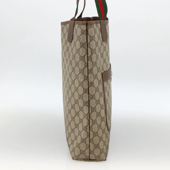 GUCCI GG Supreme Web Sherry Line Tote Bag PVC Beige Red 89 02 003 Auth ARZ909