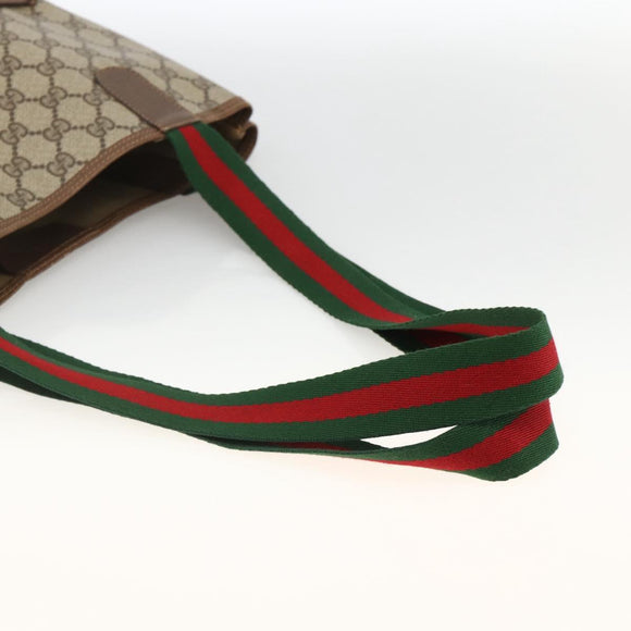 GUCCI GG Supreme Web Sherry Line Tote Bag PVC Beige Red 89 02 003 Auth ARZ909