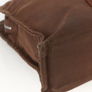 HERMES Her Line MM Hand Bag Canvas Brown Silver Auth ARZ910-11