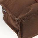 HERMES Her Line MM Hand Bag Canvas Brown Silver Auth ARZ910-13