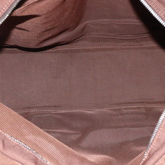 HERMES Her Line MM Hand Bag Canvas Brown Silver Auth ARZ910