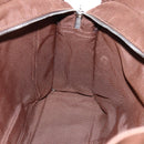 HERMES Her Line MM Hand Bag Canvas Brown Silver Auth ARZ910-16
