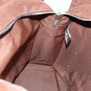 HERMES Her Line MM Hand Bag Canvas Brown Silver Auth ARZ910-17