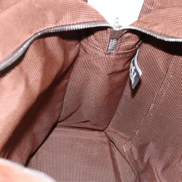 HERMES Her Line MM Hand Bag Canvas Brown Silver Auth ARZ910