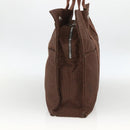 HERMES Her Line MM Hand Bag Canvas Brown Silver Auth ARZ910-4