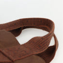 HERMES Her Line MM Hand Bag Canvas Brown Silver Auth ARZ910-8