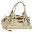 Chloe Paddington Hand Bag Leather Ivory Gold Silver Auth ARZ911SAV-1