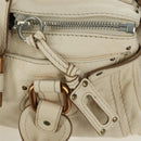 Chloe Paddington Hand Bag Leather Ivory Gold Silver Auth ARZ911SAV-19