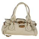 Chloe Paddington Hand Bag Leather Ivory Gold Silver Auth ARZ911SAV-13