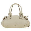 Chloe Paddington Hand Bag Leather Ivory Gold Silver Auth ARZ911SAV-2