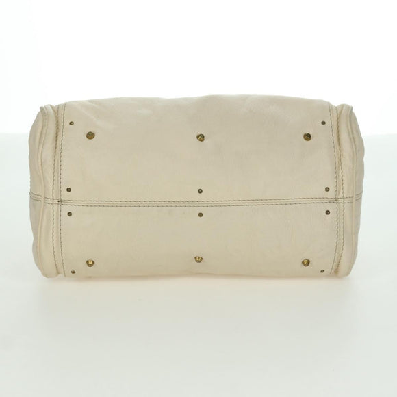 Chloe Paddington Hand Bag Leather Ivory Gold Silver Auth ARZ911SAV