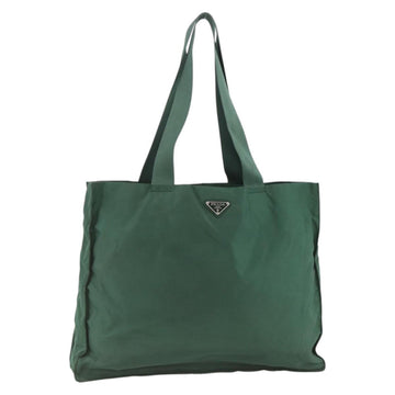 PRADA Tote Bag Nylon Green Silver Auth ARZ913A
