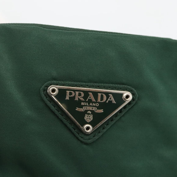 PRADA Tote Bag Nylon Green Silver Auth ARZ913A