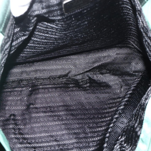 PRADA Tote Bag Nylon Green Silver Auth ARZ913A