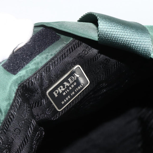 PRADA Tote Bag Nylon Green Silver Auth ARZ913A