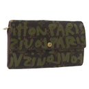 LOUIS VUITTON Graffiti Porte Monnaie Credit Wallet Khaki M92188 Auth ARZ914-1