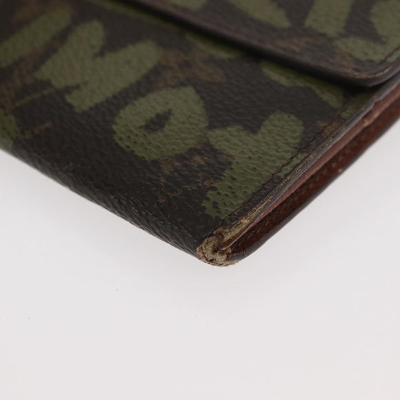 LOUIS VUITTON Graffiti Porte Monnaie Credit Wallet Khaki M92188 Auth ARZ914