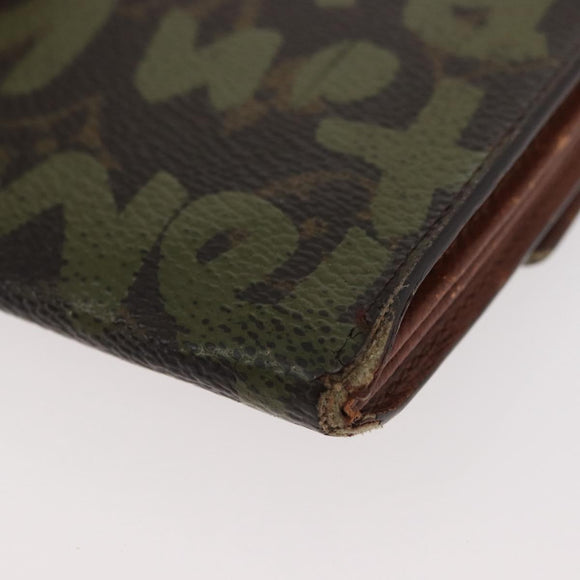 LOUIS VUITTON Graffiti Porte Monnaie Credit Wallet Khaki M92188 Auth ARZ914