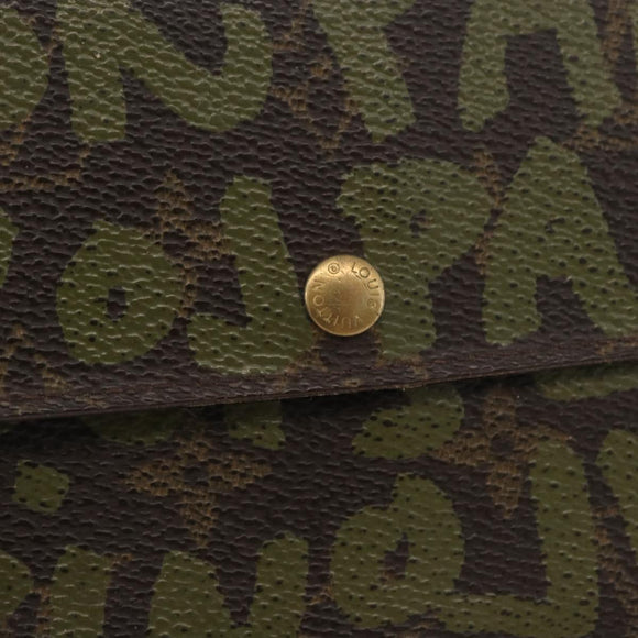 LOUIS VUITTON Graffiti Porte Monnaie Credit Wallet Khaki M92188 Auth ARZ914