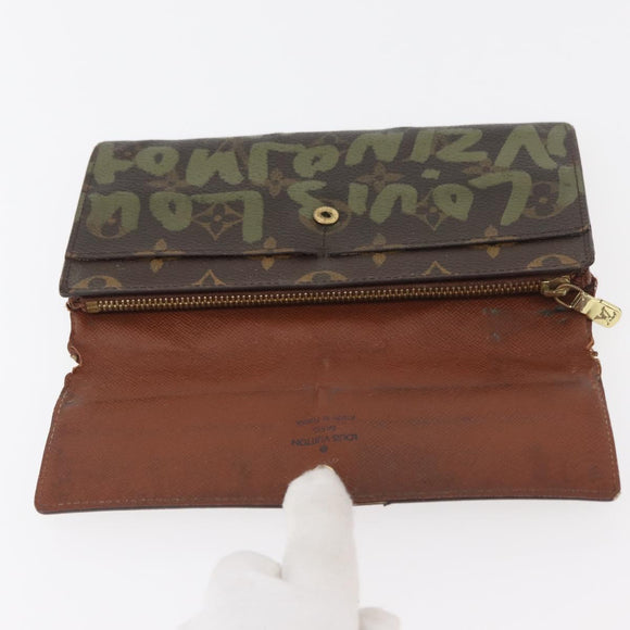 LOUIS VUITTON Graffiti Porte Monnaie Credit Wallet Khaki M92188 Auth ARZ914
